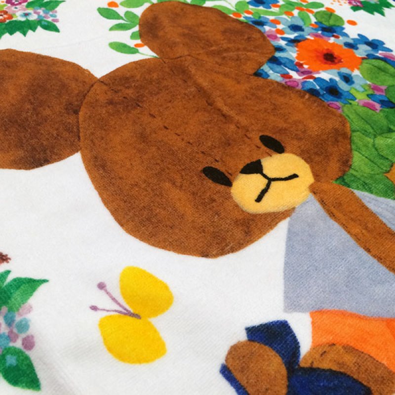 くまのがっこう｜名入れバースタオル｜Lサイズ｜今治製｜フラワー｜ブルー