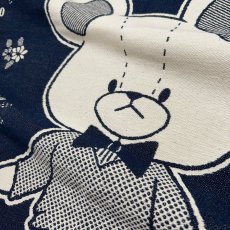 画像2: ［今治製］くまのがっこう｜名前入りバースブランケット｜おくるみ｜せいくらべ｜スケール デイビッド｜インディゴブルー (2)