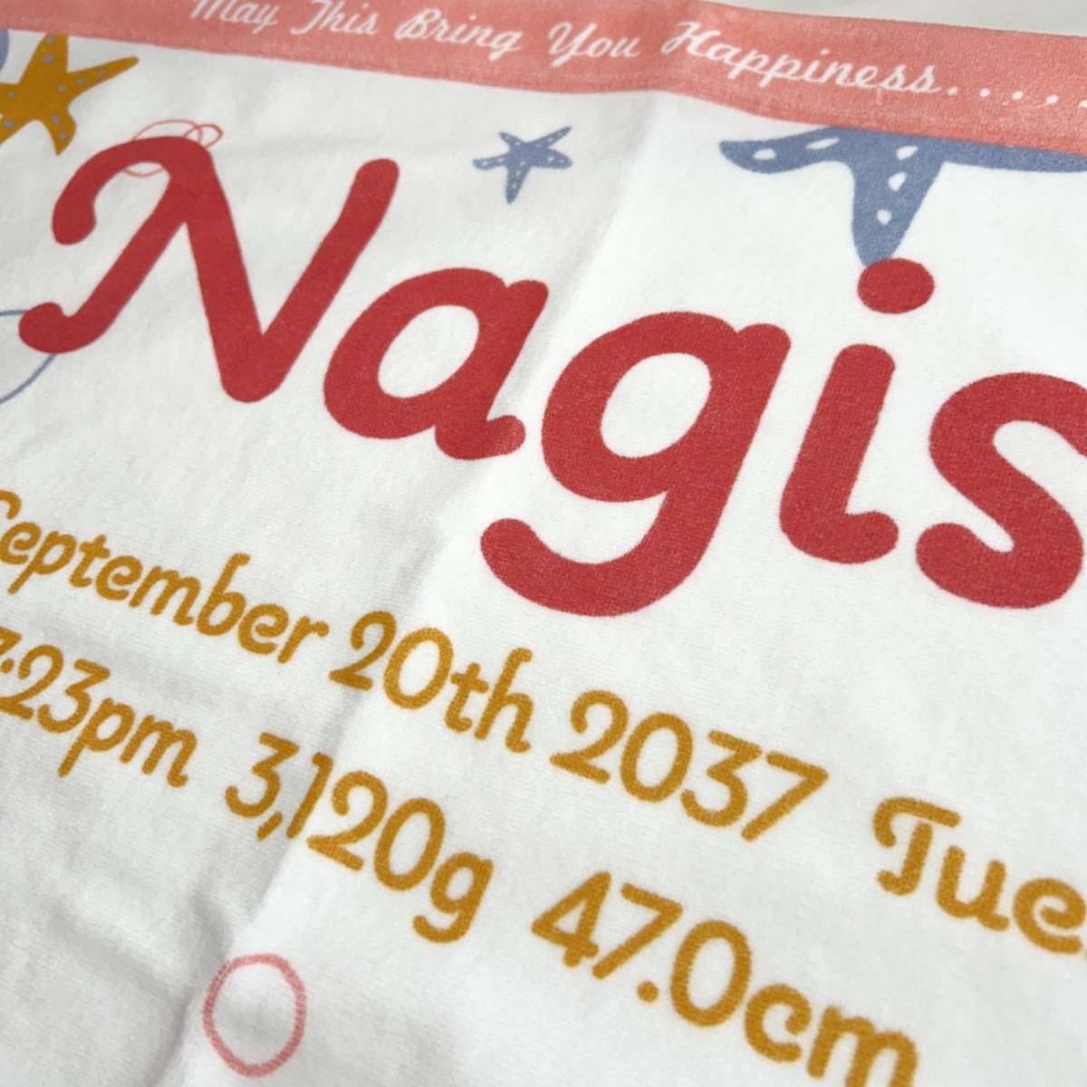 画像3: ロディ｜名入れバースタオル｜Mサイズ｜今治製｜うまれたじかん｜せいくらべ｜ララロディ｜コーラル（ピンク） (3)