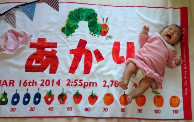 画像1: はらぺこあおむし｜名前入り今治製バスタオル｜FRUIT：フルーツ｜レッド