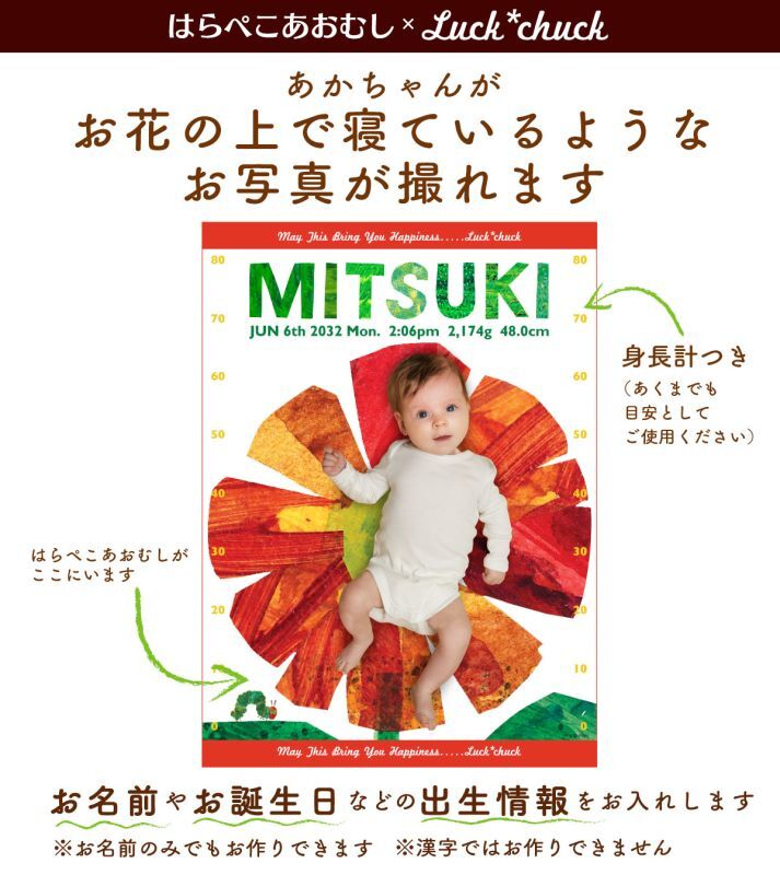 はらぺこあおむし　今治製名前入りバースタオル　おくるみ　ビッグフラワー　レッド　 