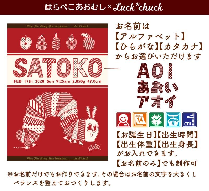 今治製名前入りブランケット　はらぺこあおむし ライン　レッド 説明