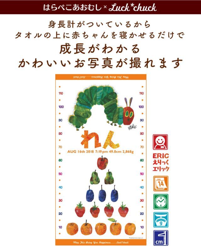 今治製名前入りバスタオル　はらぺこあおむし TRIANGLE オレンジ 説明