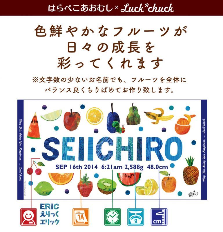 今治製名前入りバスタオル　はらぺこあおむし TROPICAL すもも 説明